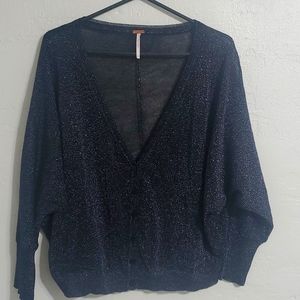 Free People Metallic lightweight cardigan
